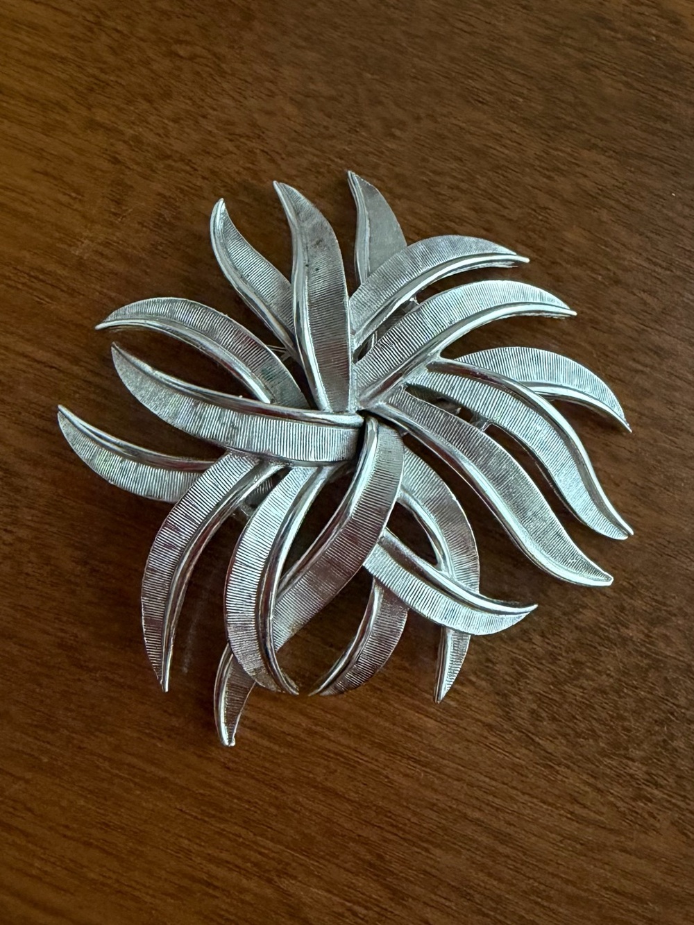 Trifari Silver Leaf Swirl Decorative Brooch